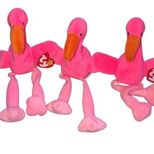 3 PACK: “Pinky The Flamingo” Collectible Beanie Babies